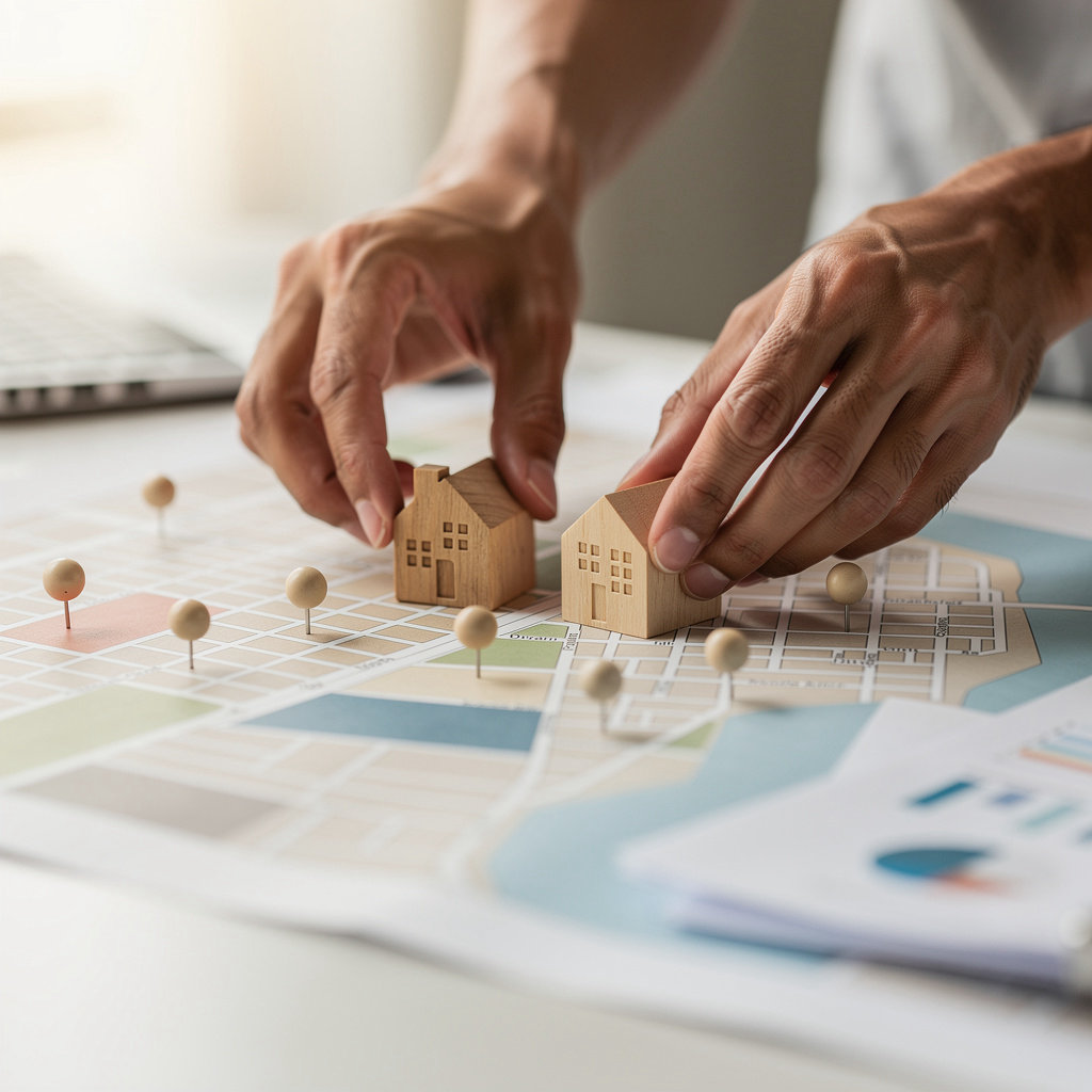 CASABLANCA REAL ESTATE & FINANCIAL SERVICES expert reviewing San Diego neighborhood maps and market data for clients